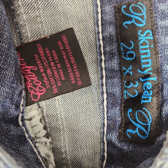 Rock and Roll Cowgirl Jeans 29 x 32 Skinny Jean Rhinestone - Picture 6 of 9